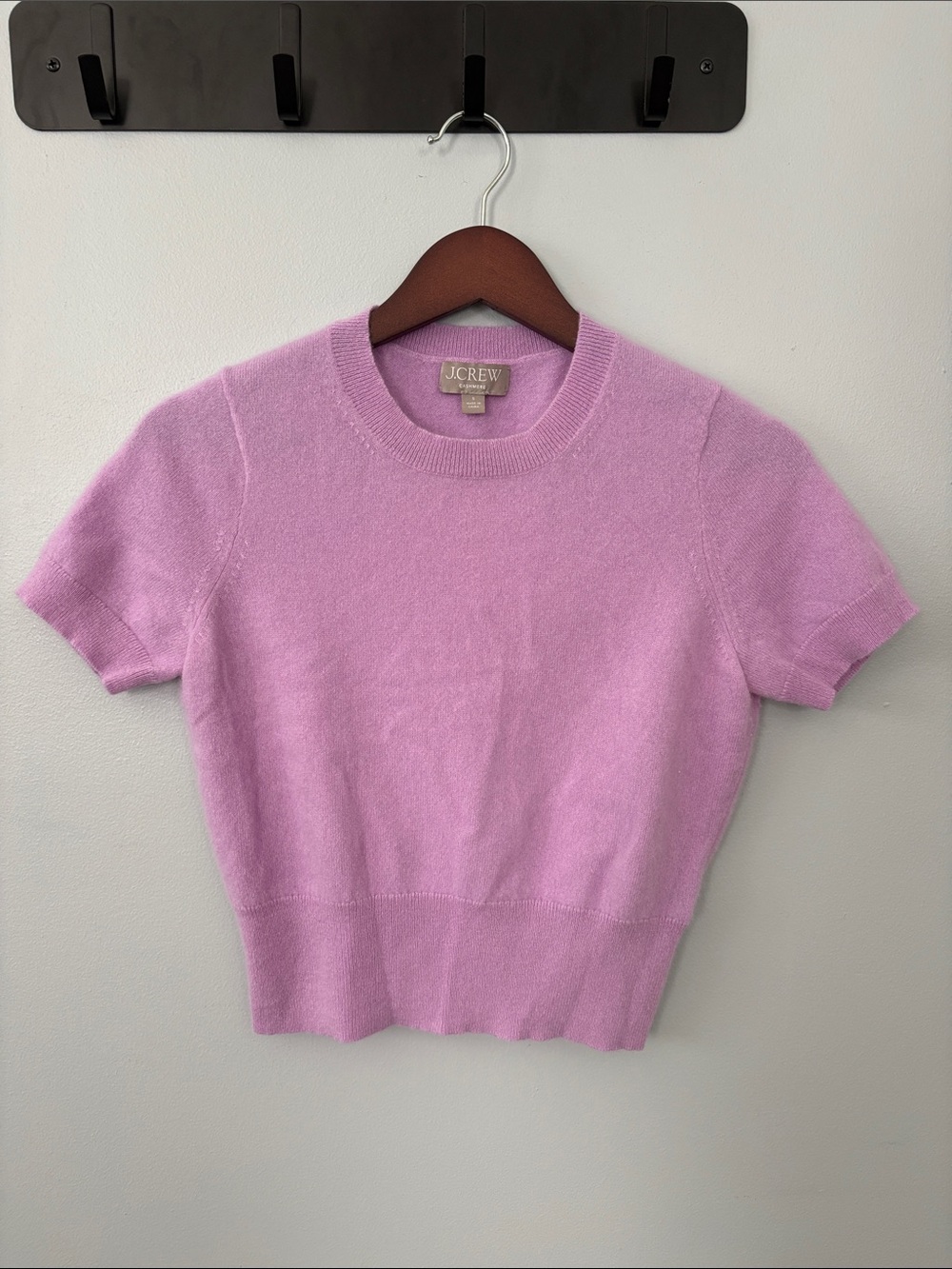 J. Crew Lilac Short-Sleeve Cropped Cashmere Tee